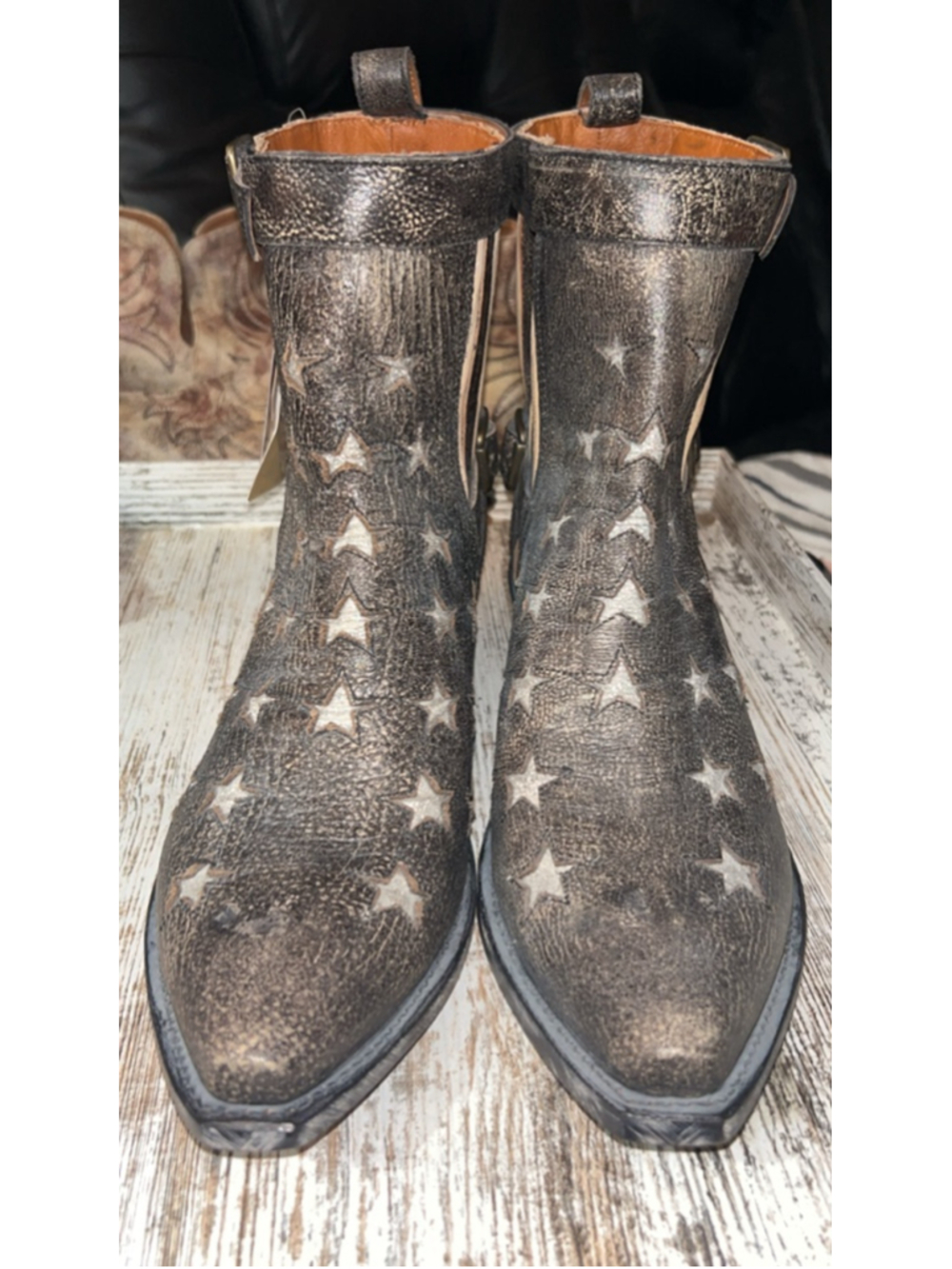 Women's Dan Post Brown & Beige Star Spangled Ankle Boots & Booties - Picture 3 of 6